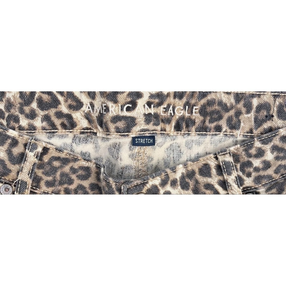 American Eagle Outfitters Jeans Womens 14 Short Brown Leopard Wide Leg Stretch - Picture 4 of 10